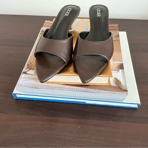 Cider Chocolate Brown Pointed Kitten heels. Never worn.